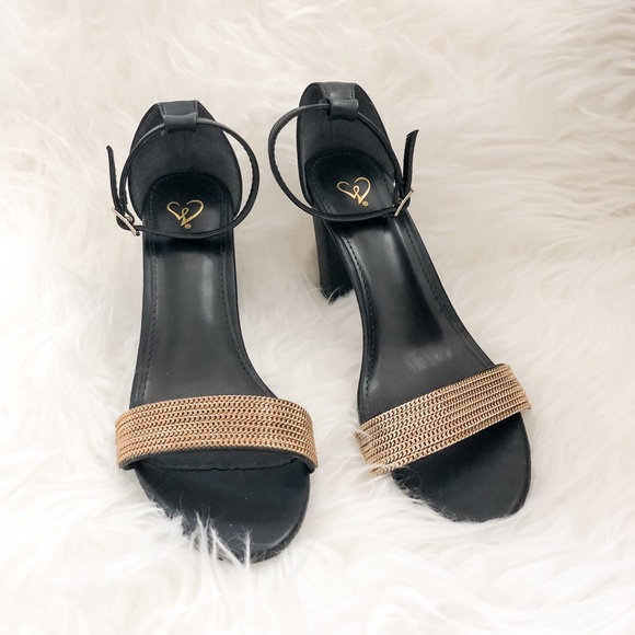 Windsor Black and Gold Heels - Picture 1 of 4